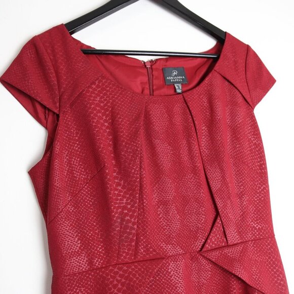 Adrianna Papell Sheath Stamped Textured Snake Skin Cap Sleeve Dress Size 12 - Picture 2 of 7